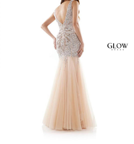 Beaded Tulle Mermaid Gown