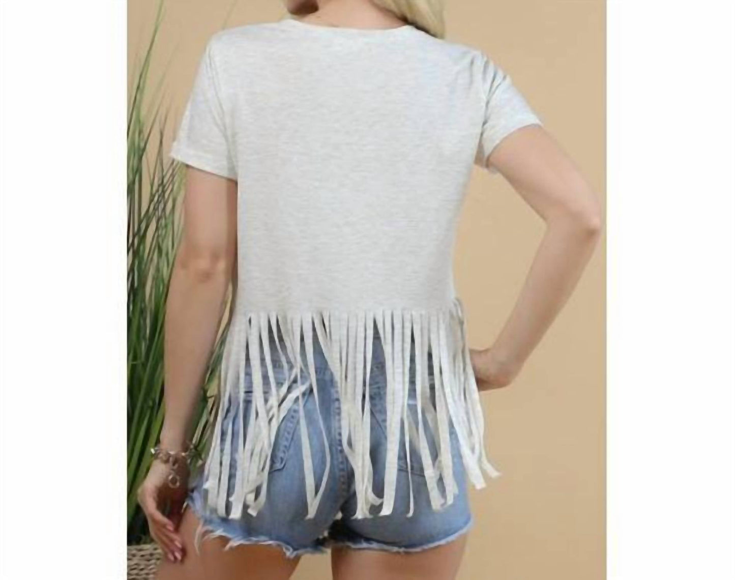 Western Longhorn Kuh-Print Fransen-Top