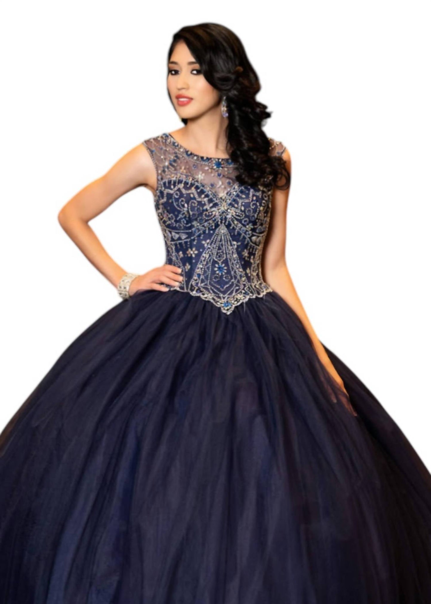 Abendkleid aus besticktem Tüll