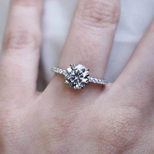 Damen 2.0ct 8.0mm Moissanit Verlobungsring