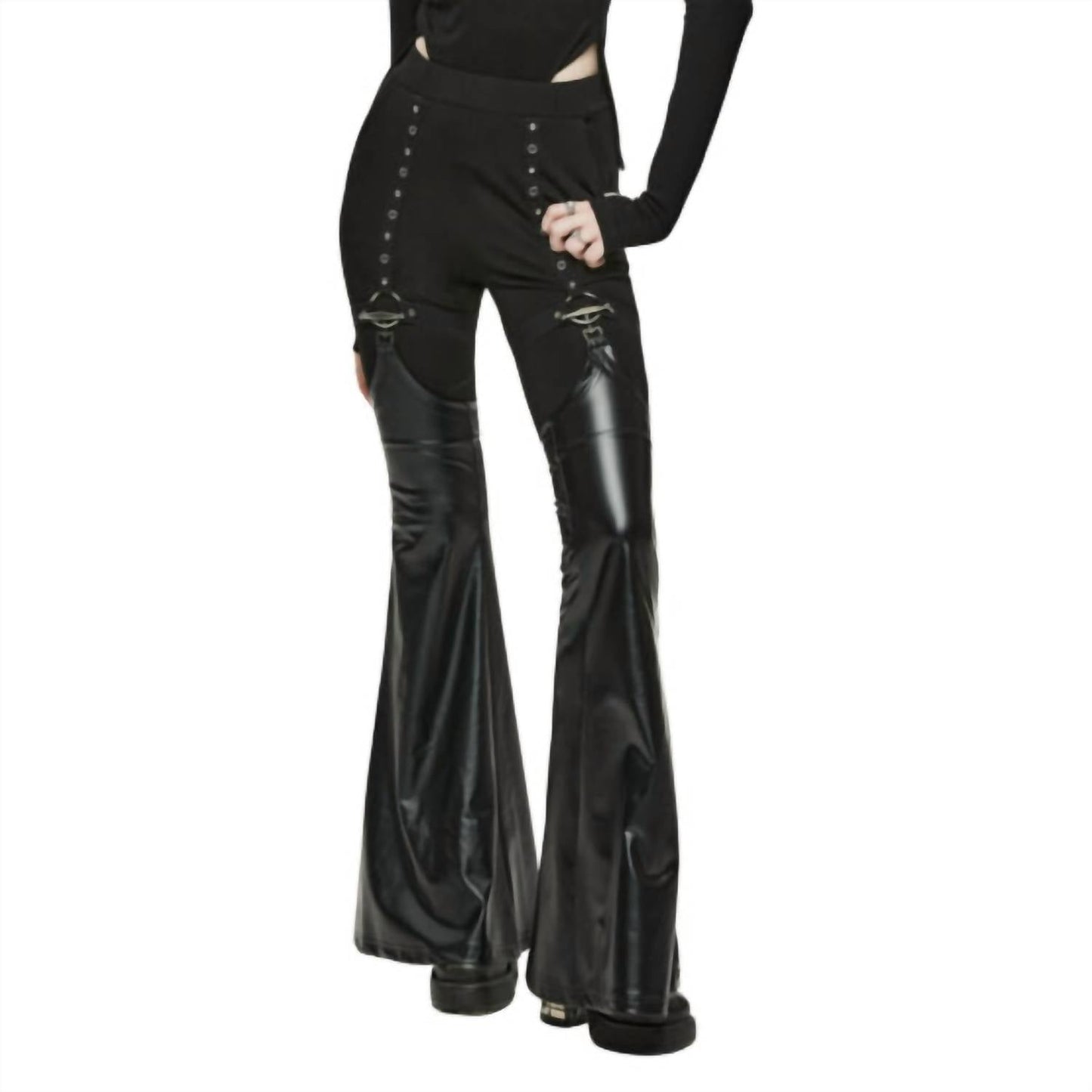 Punk Leggings mit abnehmbaren Gamaschen aus PU-Leder