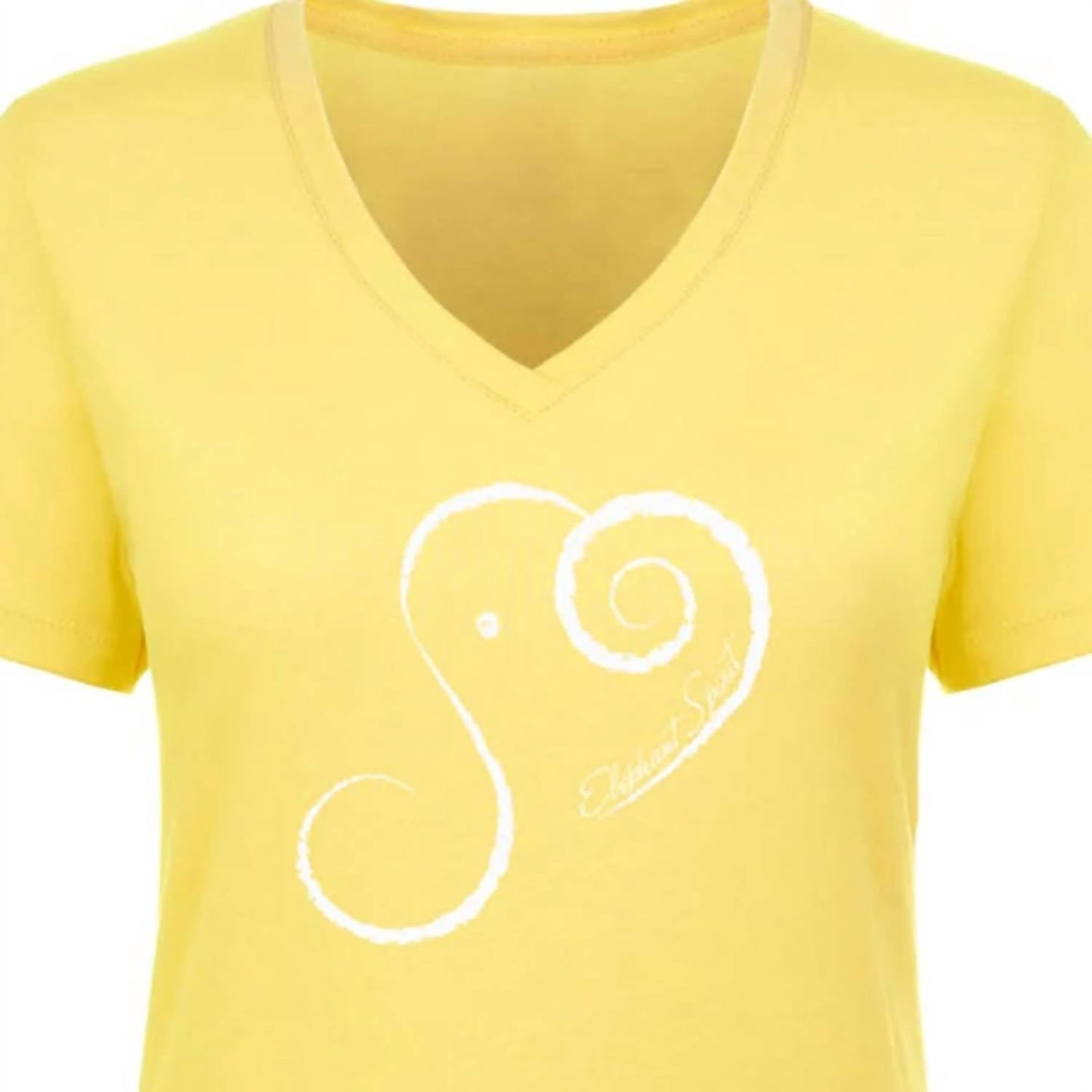 Damen T-Shirt mit V-Ausschnitt, kurzen Ärmeln und Elefanten-Spirit-Motiv, Baumwollmischung
