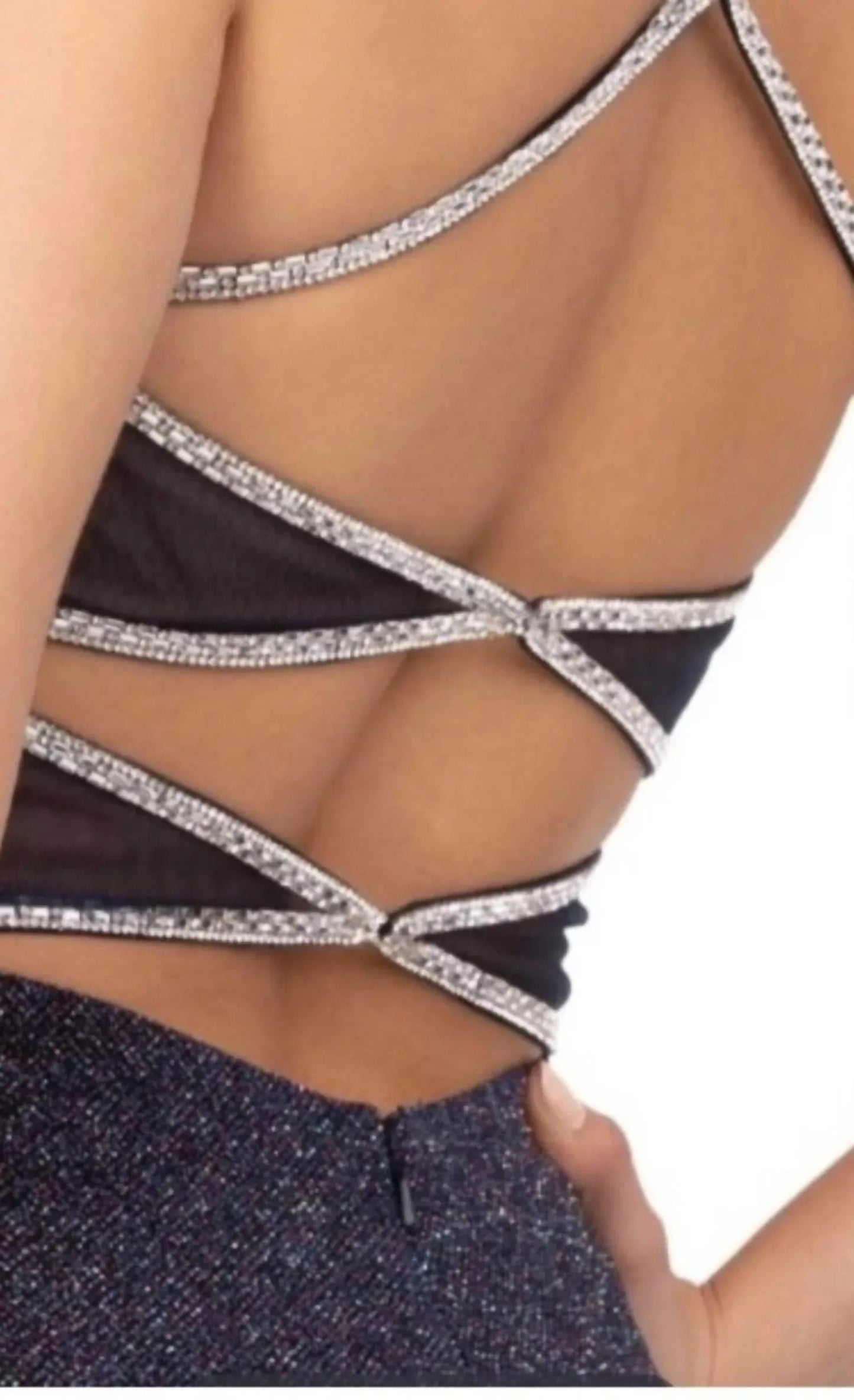Glitzer-Minikleid mit Sweetheart-Ausschnitt und offenem Rücken