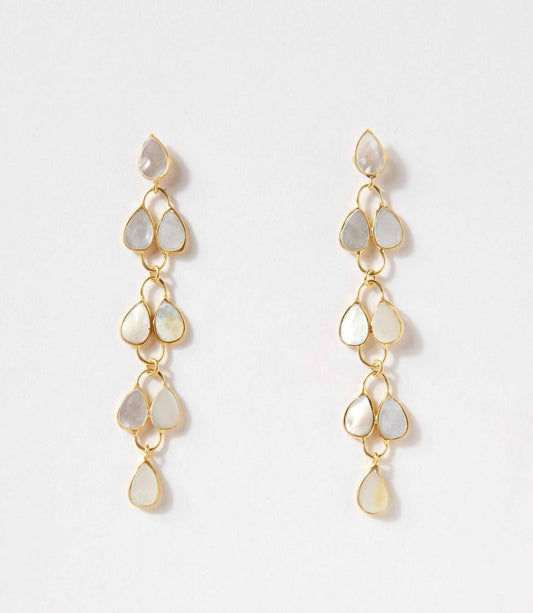 Women's Feather Drop Gemstone Earrings