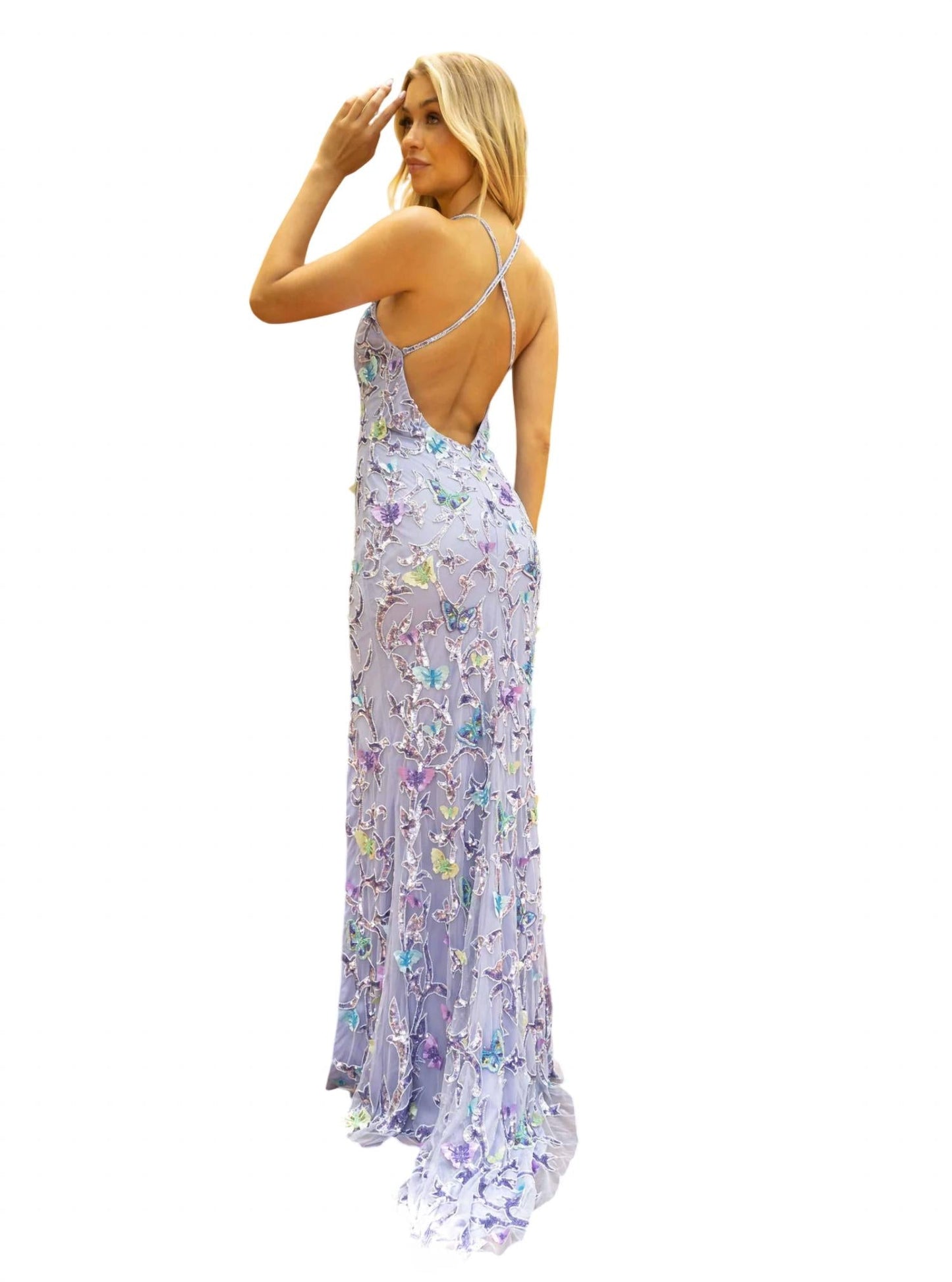 Bedrucktes Kleid mit tiefem V-Ausschnitt