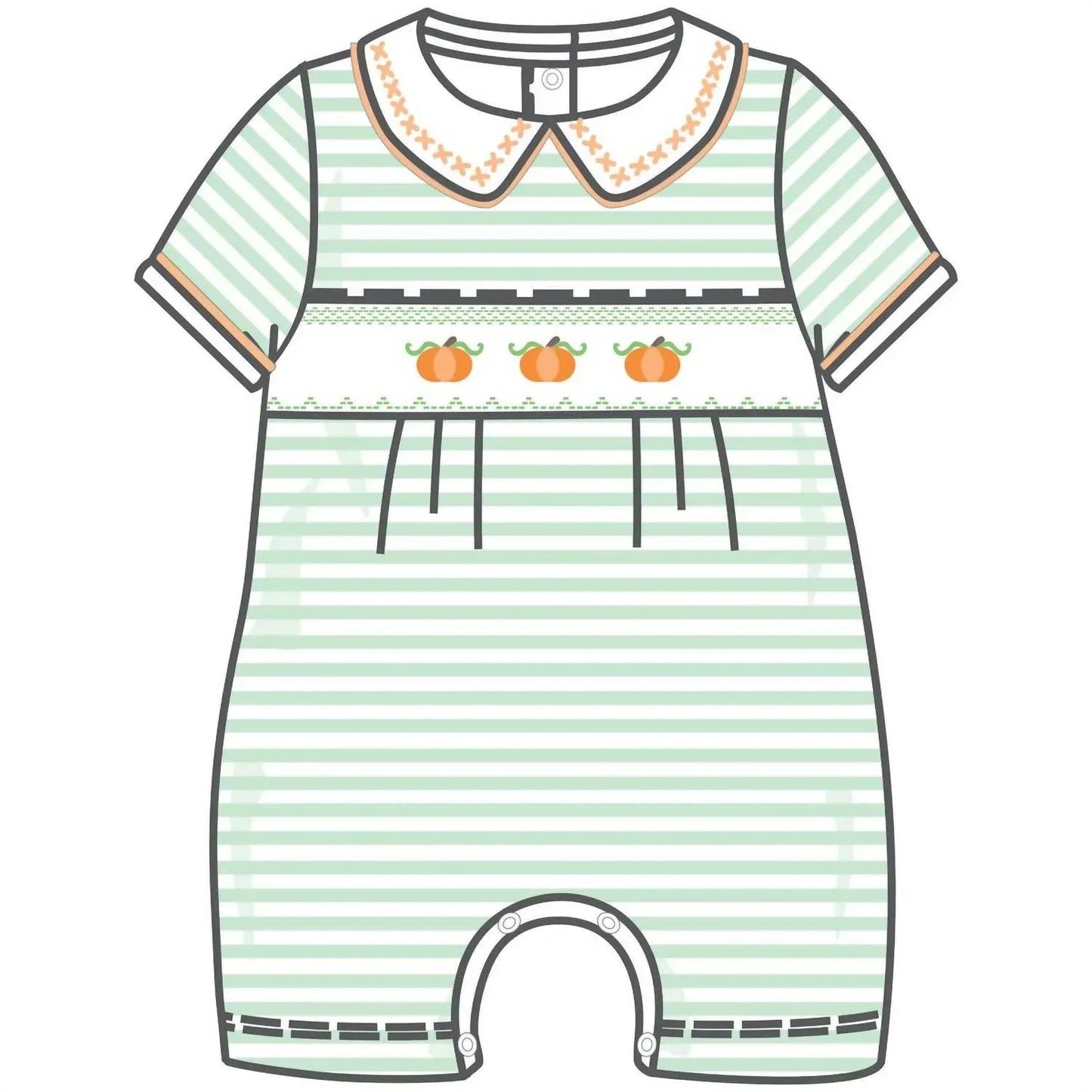 Girl's Lil' Pumpkin Classics Smocked Short Playsuit