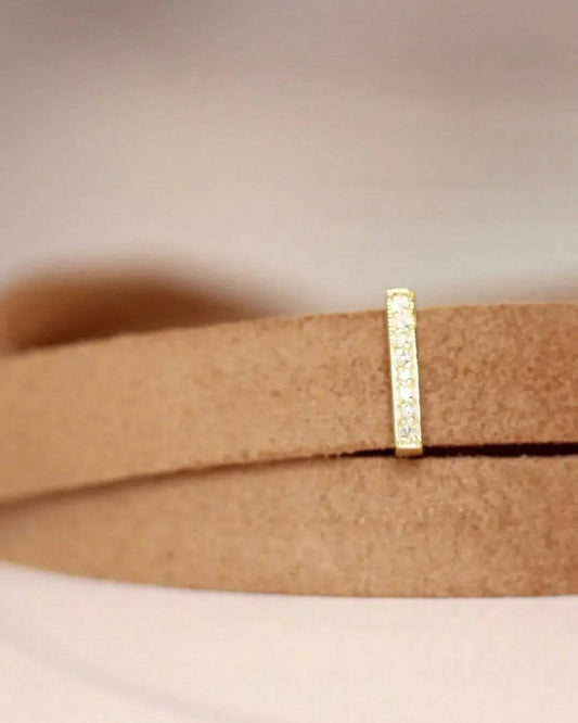 Women's Diamond Bar Suede Choker Necklace