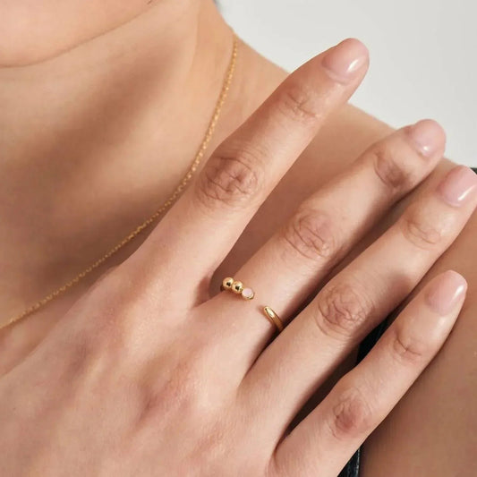 Women's Orb Rose Quartz Adjustable Ring