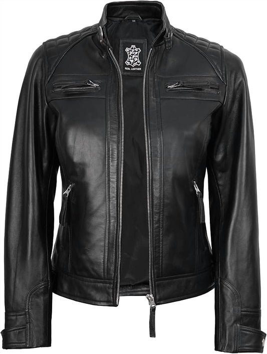Women's Genuine Diamond Leather Jacket