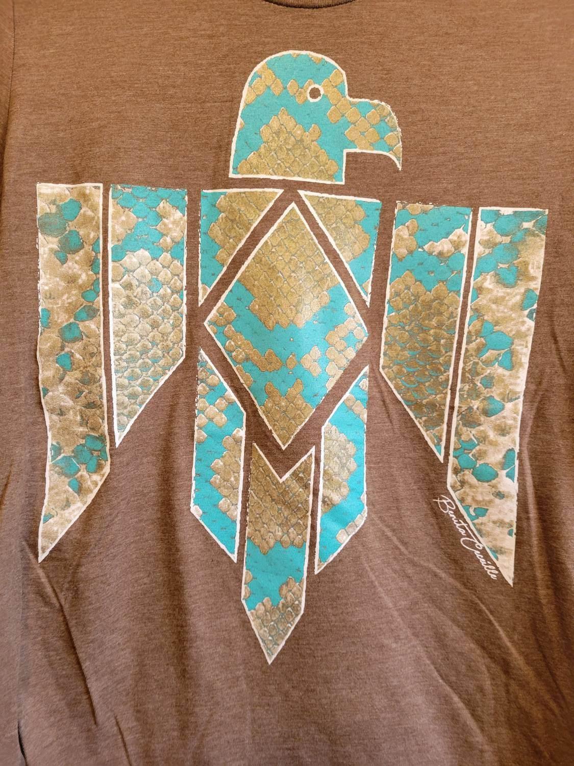 Damen T-Shirt mit Schlangenleder-Donnervogel-Motiv