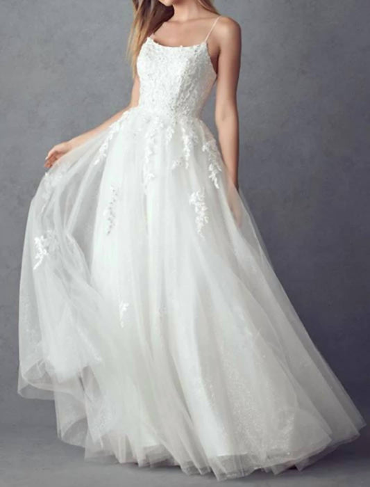 Floral Applique A-line Wedding Gown