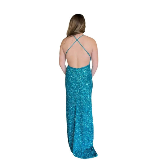 Maxikleid mit V-Ausschnitt und Schlitz