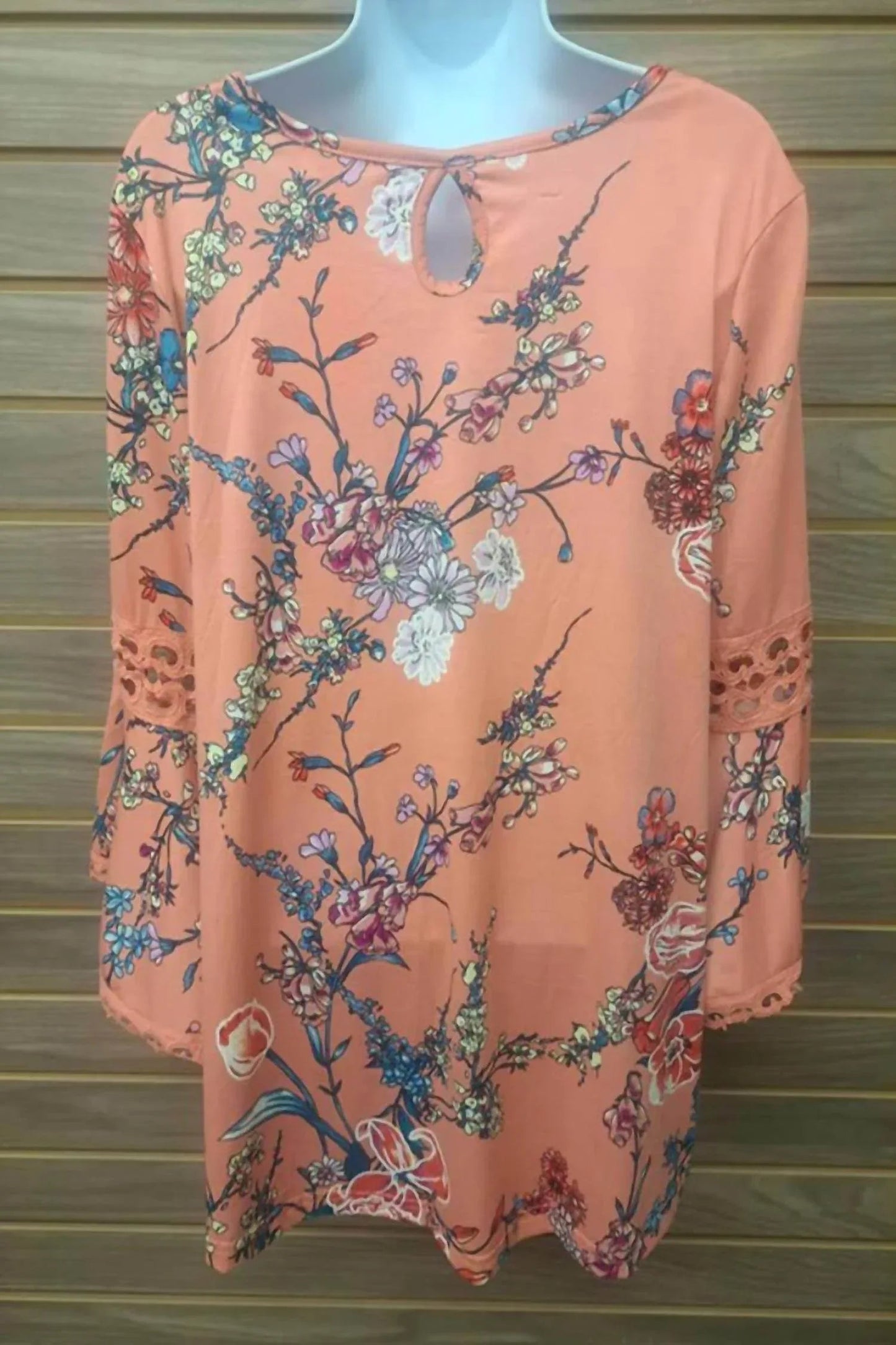 Women's Lace Insert Bell Sleeve Top