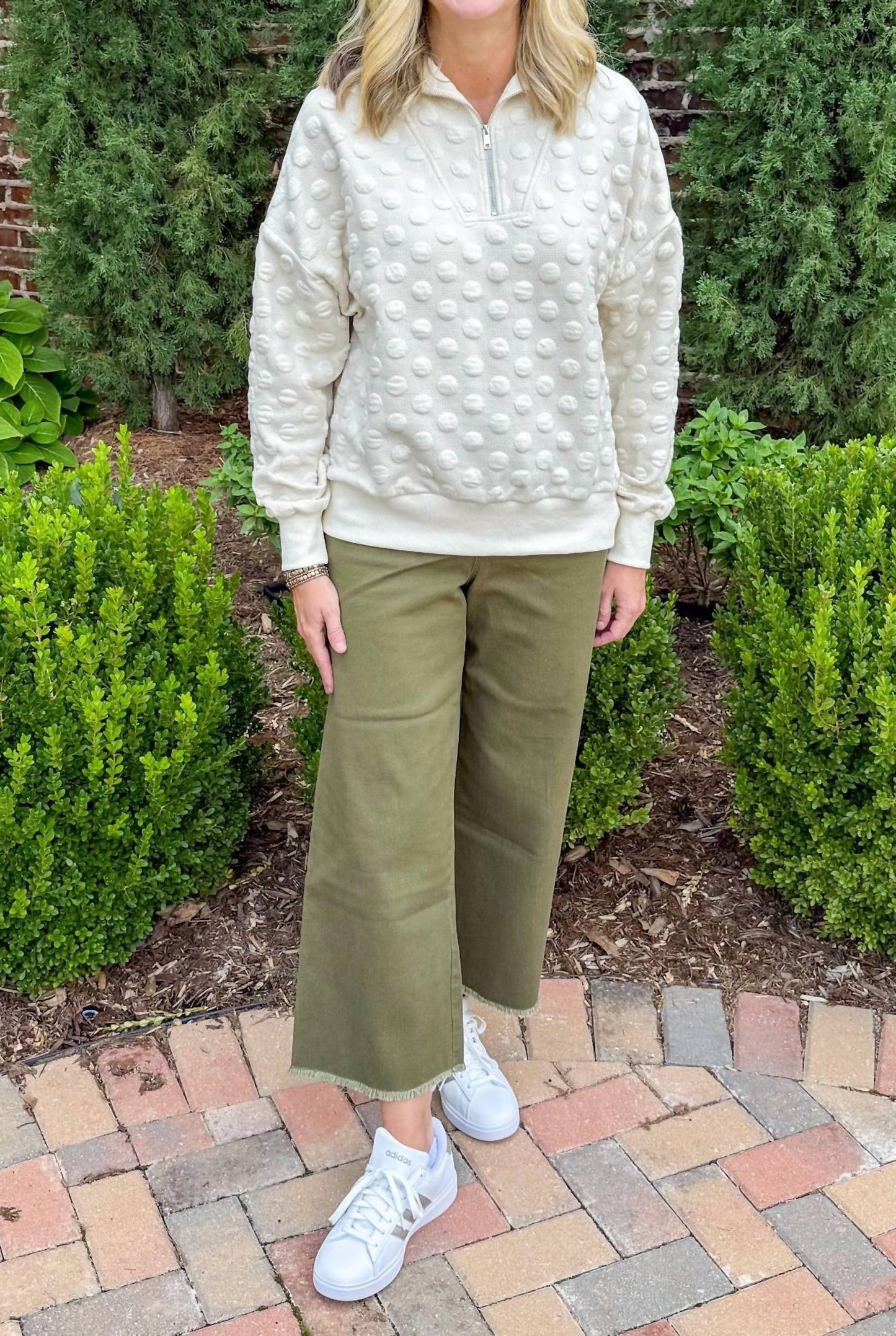 Schneefall Dot Zip-Pullover