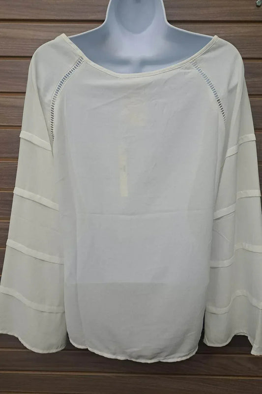 Women's Bell Sleeve Tie Neck Blouse