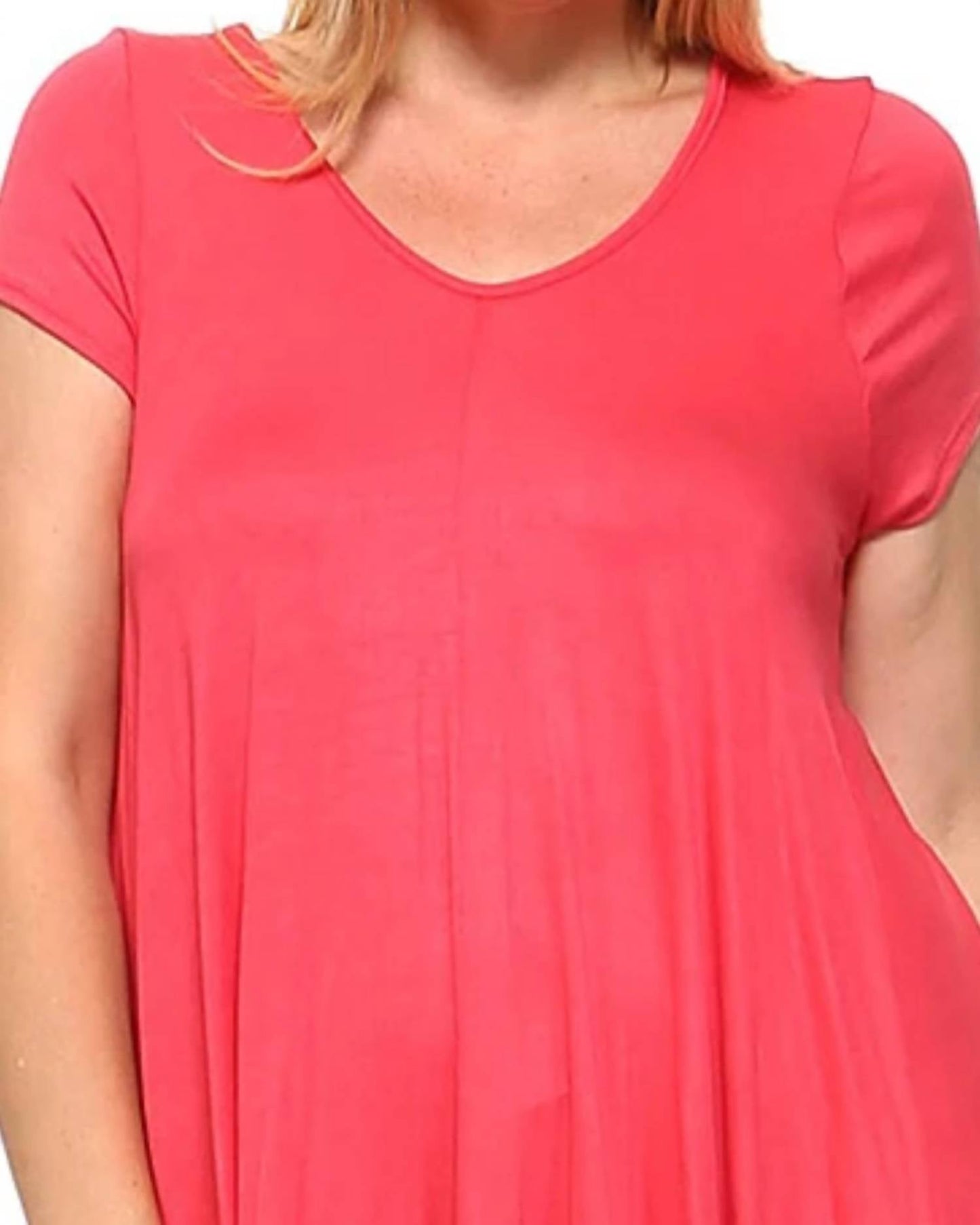 V-neck Short Sleeve Swing Top - Plus