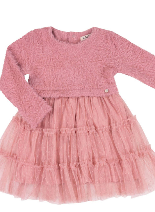Mädchen Netz- und flauschiges Strickkleid