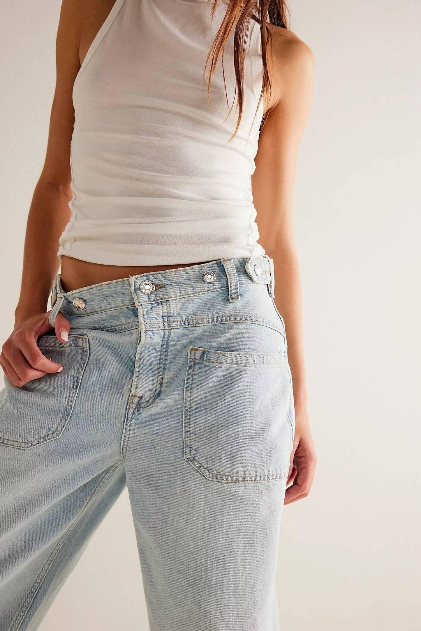 Damen Washed Straight Leg Jeans