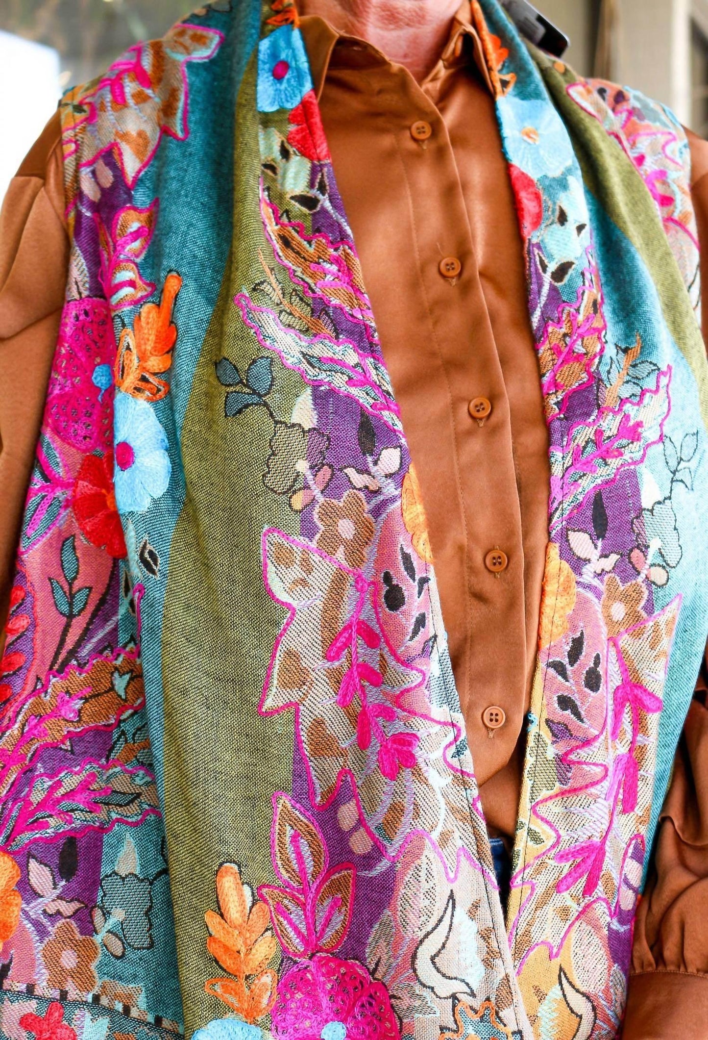 Bunter Kimono, mehrfach wendbar mit Blumenmuster