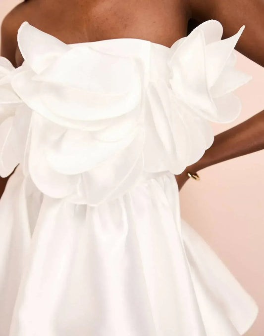 Bandeau Ruffle Wire Mini Dress