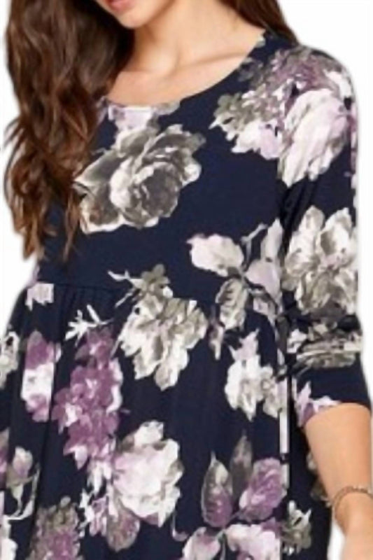 Women's Floral Printed Babydoll Dress - Plus