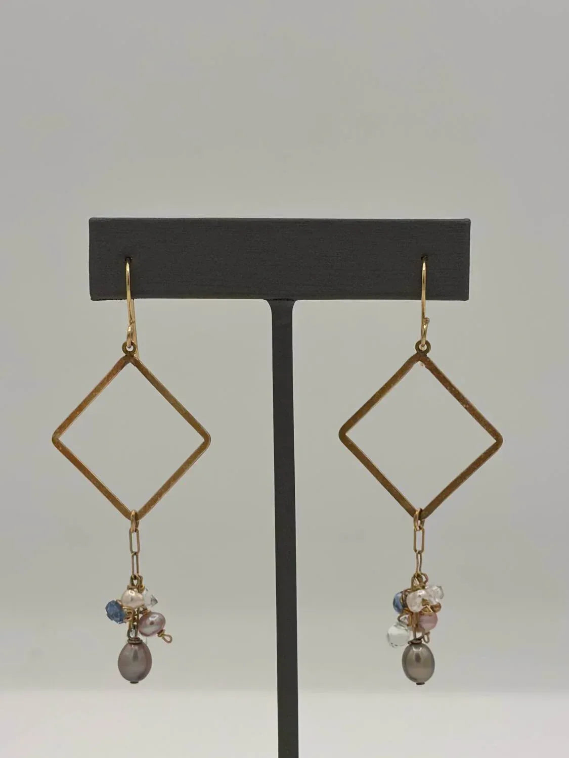 Women's Multi Mini Pearl Kyanite & Herkimer Earrings