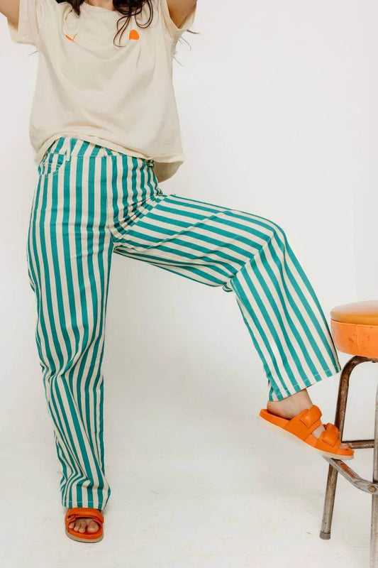 Gestreifte Berta Lange Jeans