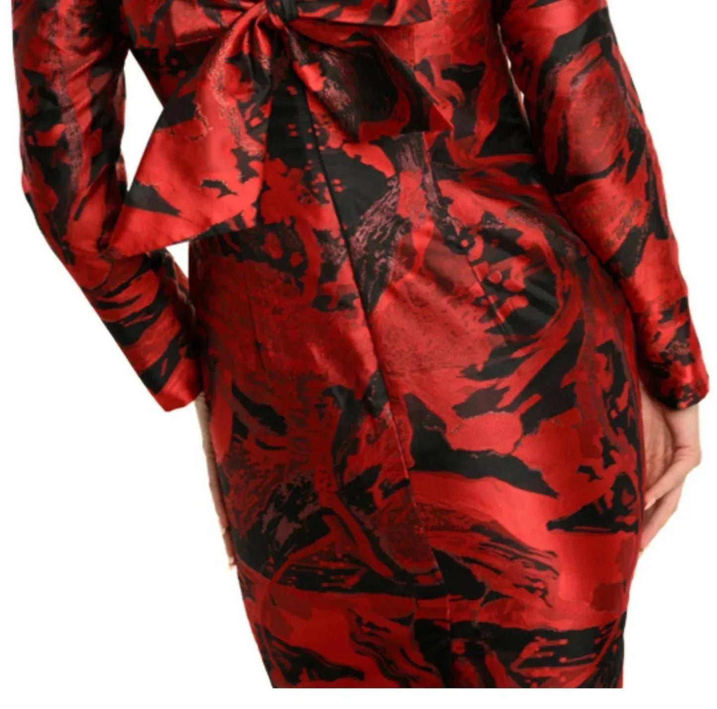 Metallic Abstract Back Bow Sheath Dress