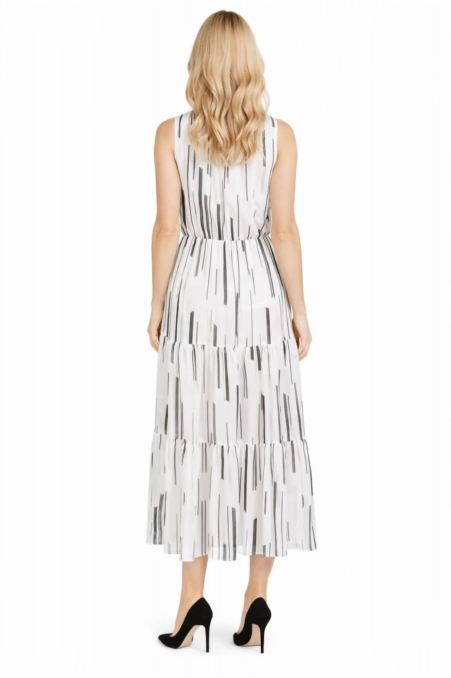 Ärmelloses Kleid mit Schleifenbindung und V-Ausschnitt