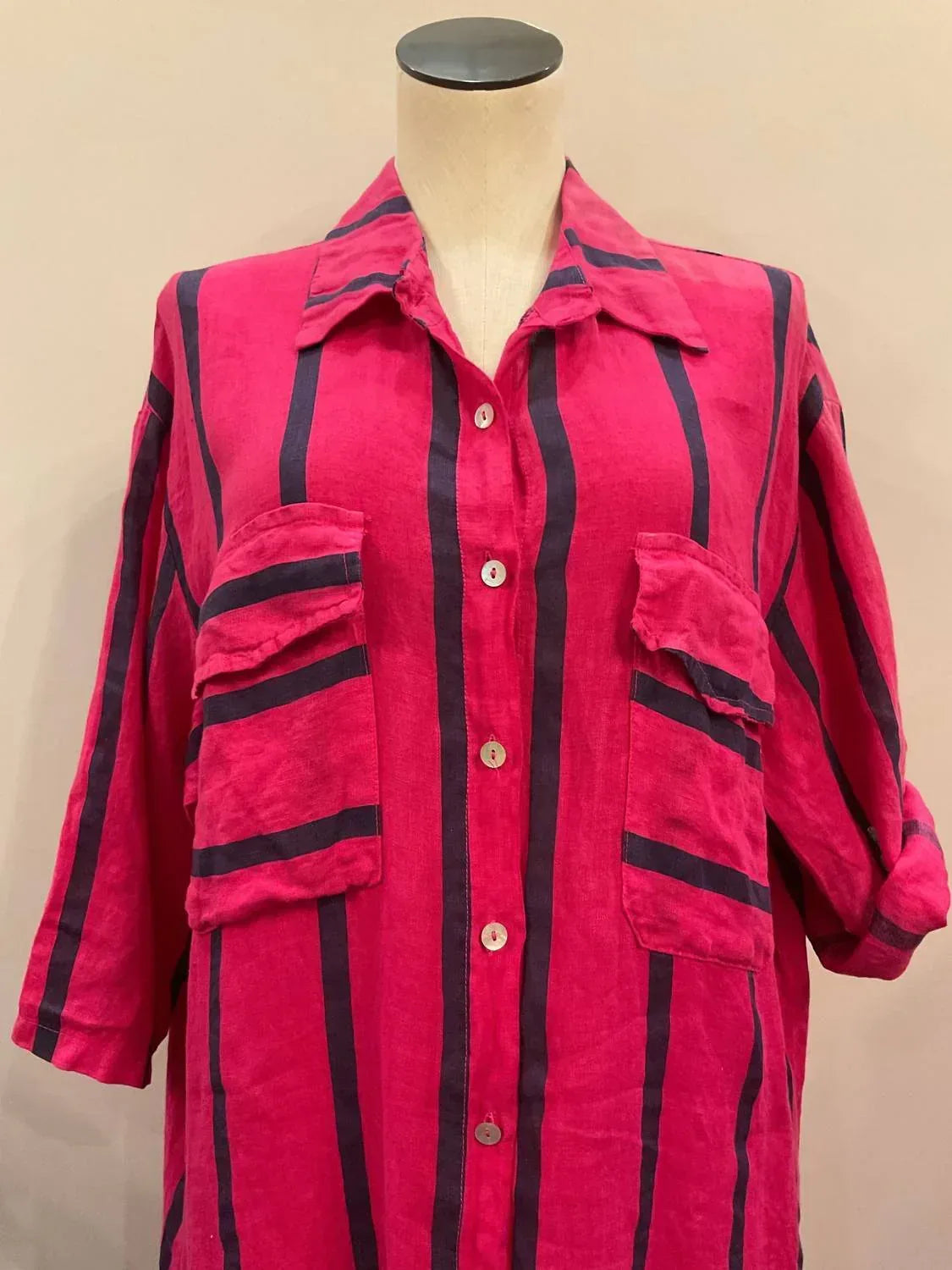 Women's Striped Linen Dress