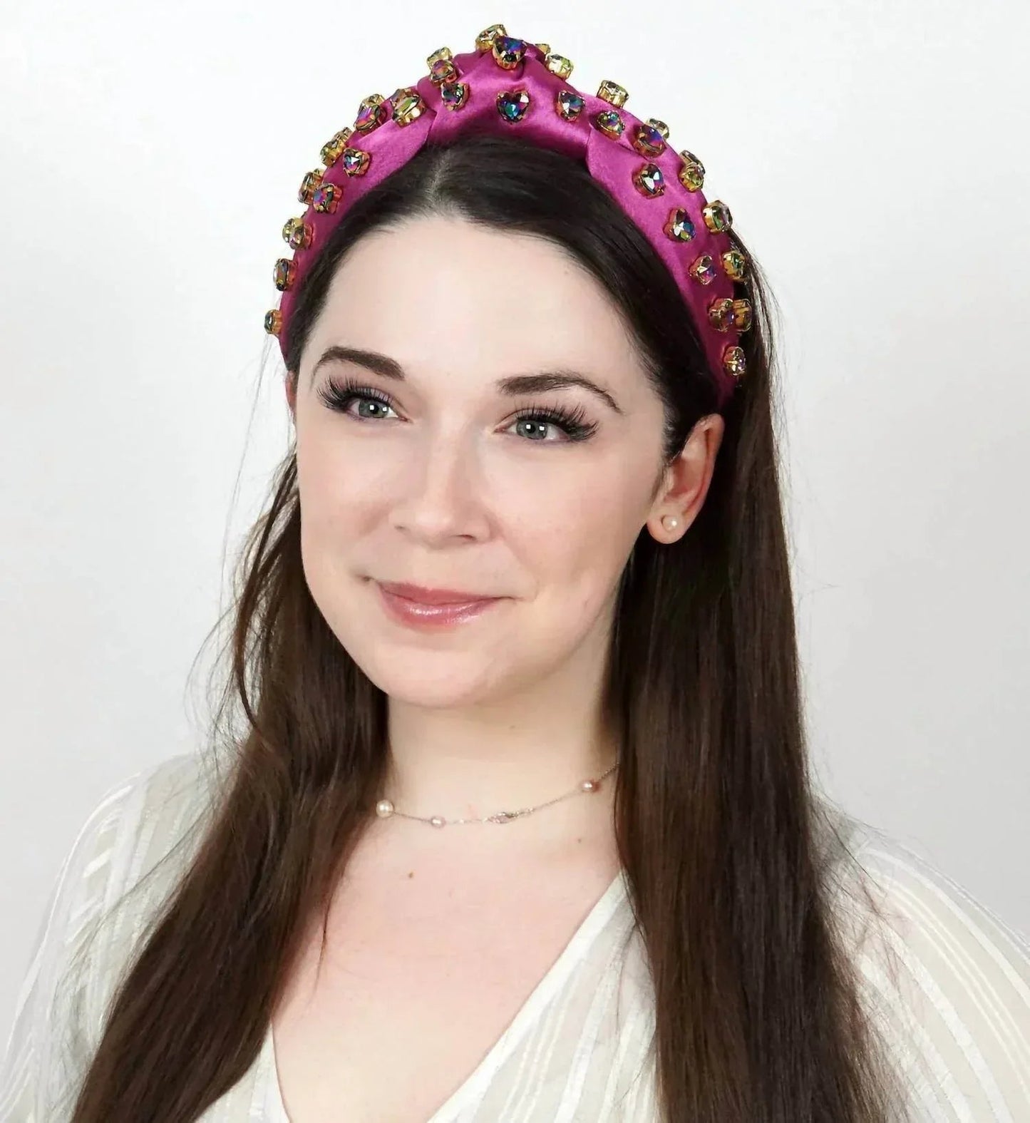 Damen Satin-Haarreif Vulkan-Regenbogen-Herz