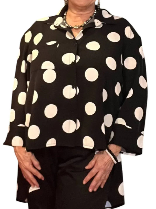 Collared Button-through Blouse With High-low Hem