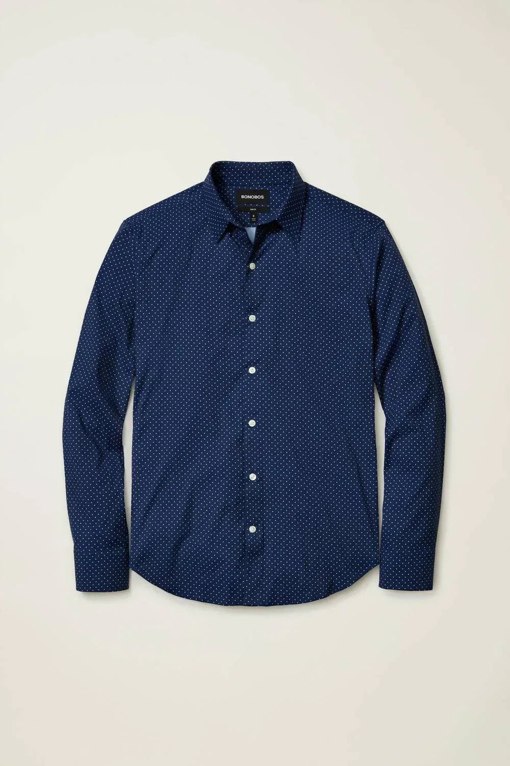 Herren Slim Fit Langarm-Hemd mit Tupfenmuster und Knopfleiste