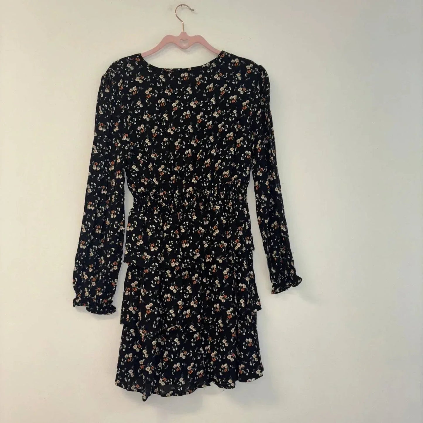 High Neck Long Sleeve Flower Dress