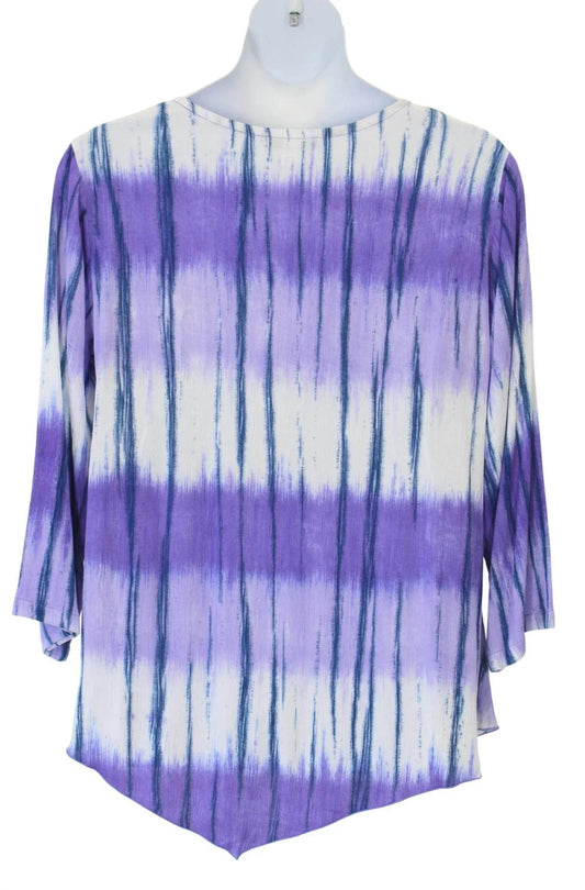 Women's Tie Dye V-hem Top - PLUS