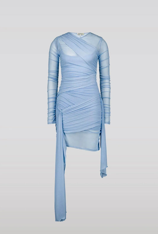 Draped Mesh Dress