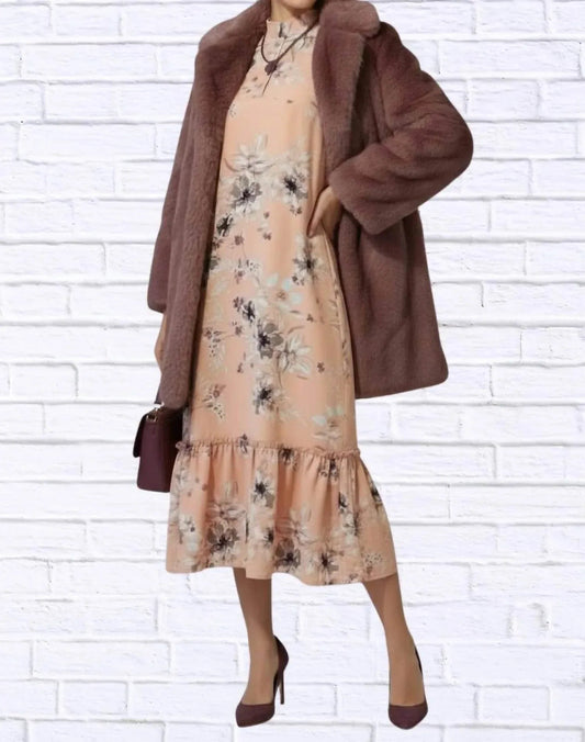 Florales Midikleid mit Rüschensaum