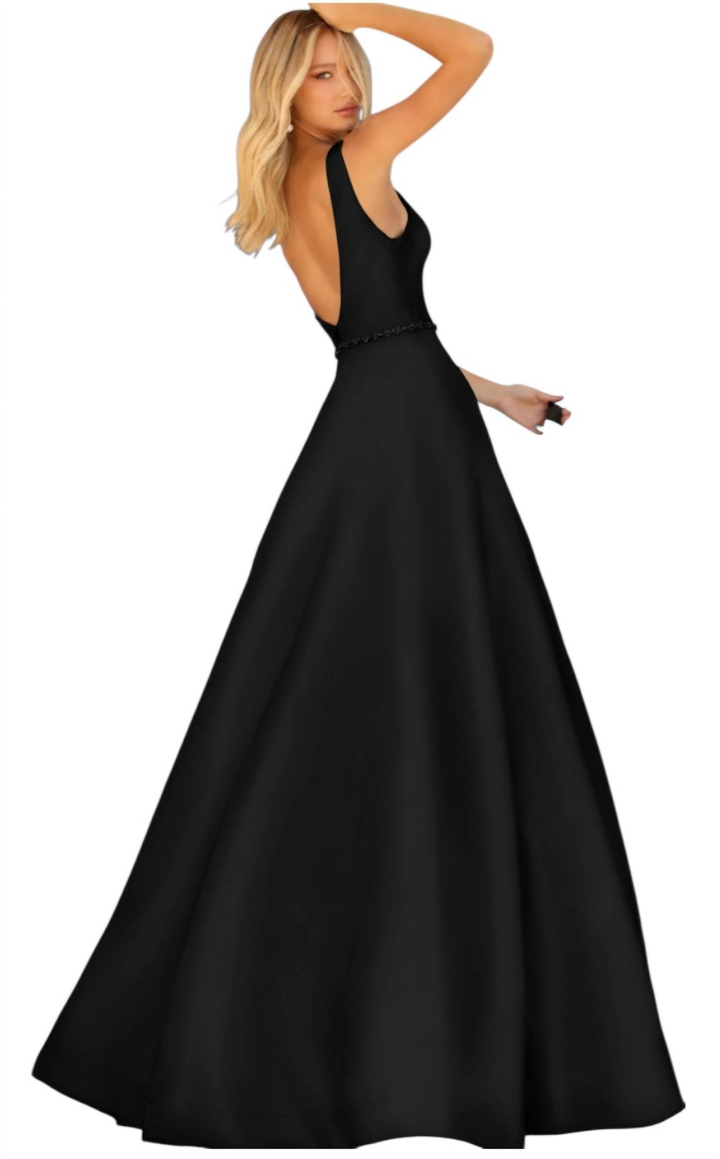 Figurbetontes Ballkleid mit V-Ausschnitt