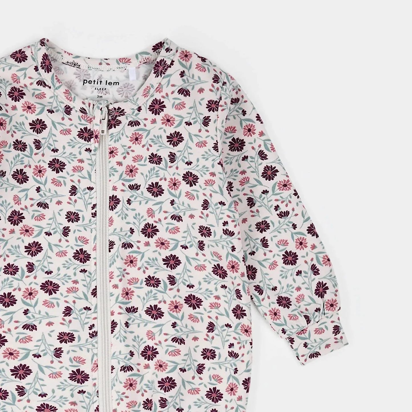 Girl's Floral Long Sleeve Footed Sleeper