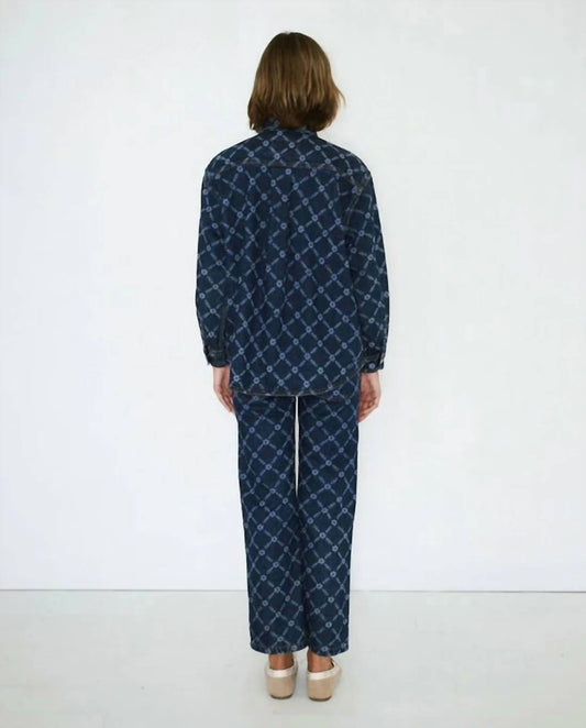 Women's Flowers Grid Denim Shirt