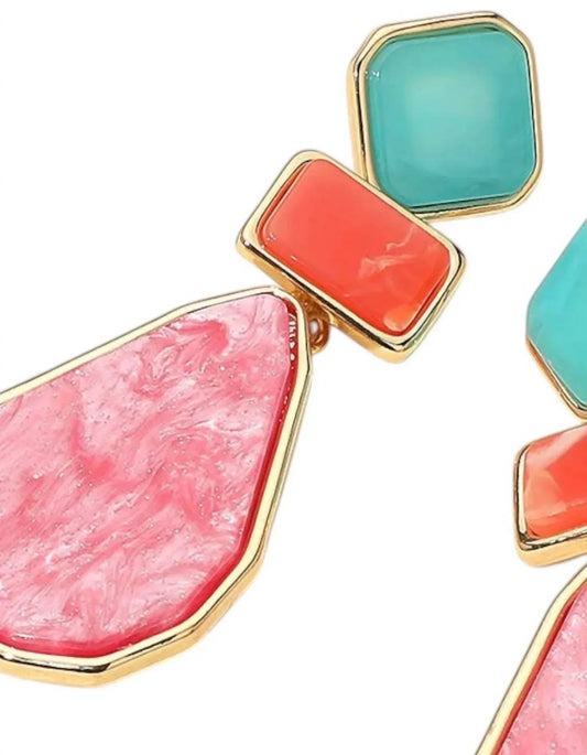 Women's Noelle Geometric Resin Plate Drop Earrings