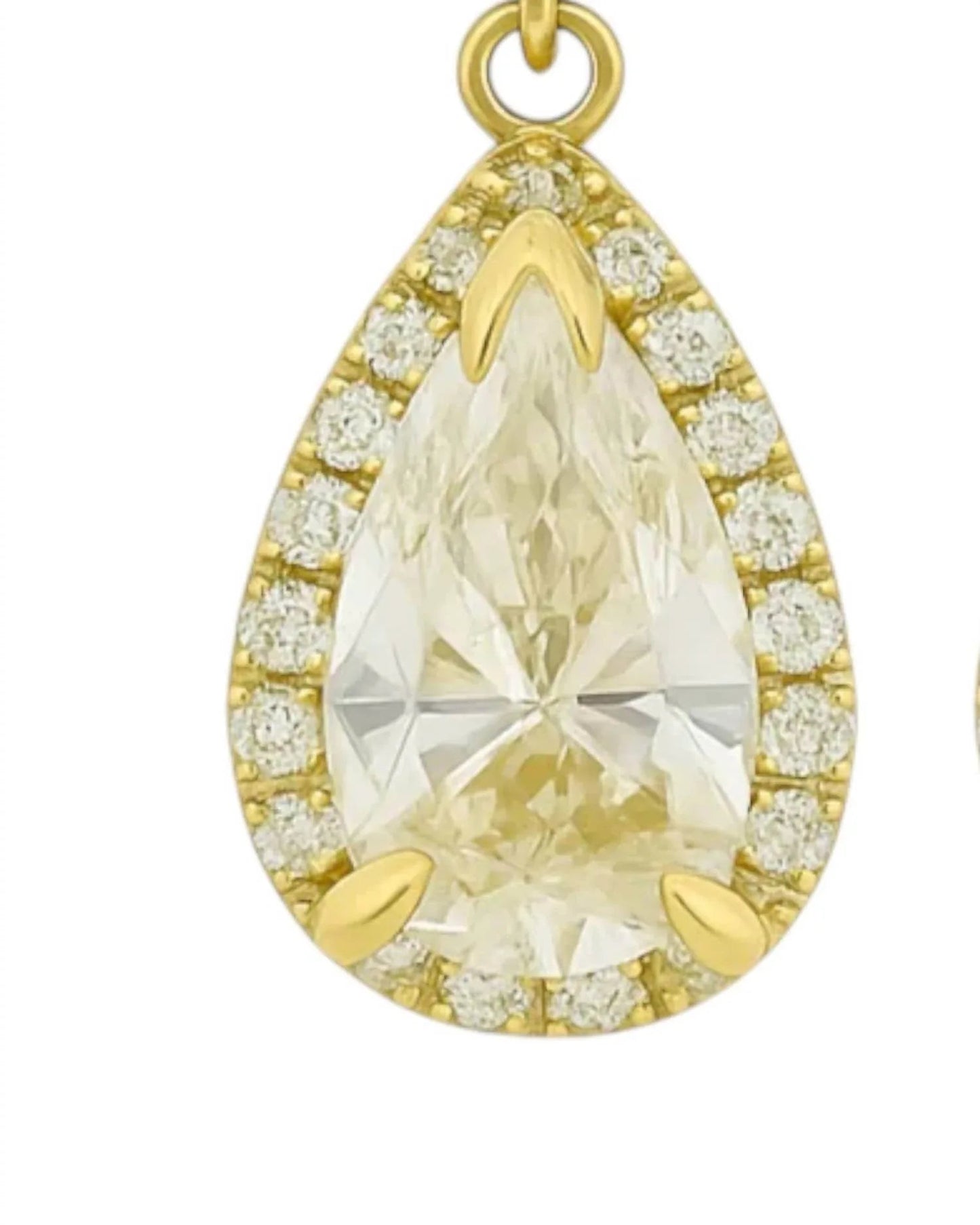 Women's Moissanite Pear Shape Halo Drop Huggie Earrings