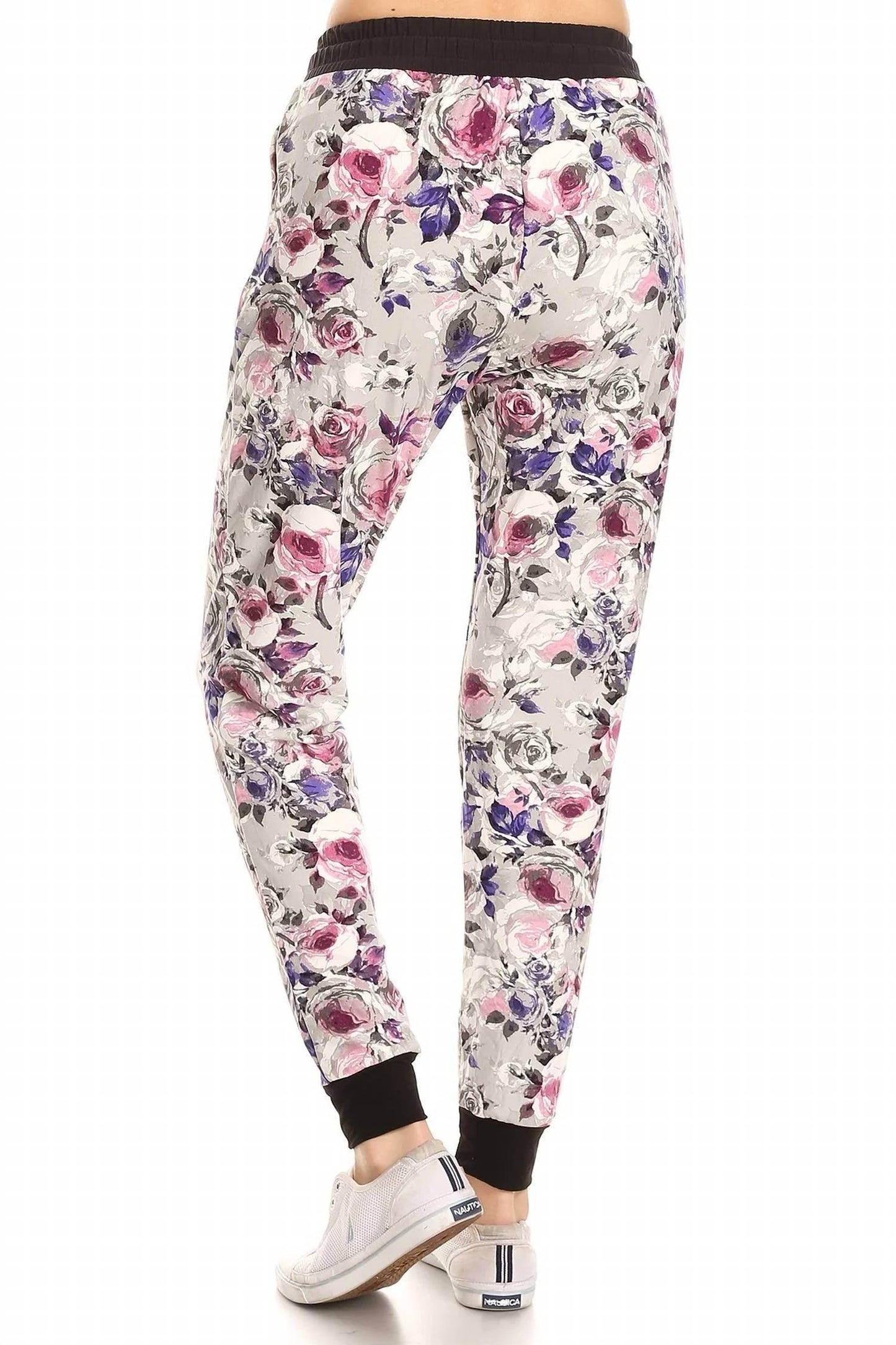 Graue Jill Joggerhose mit Blumenmuster