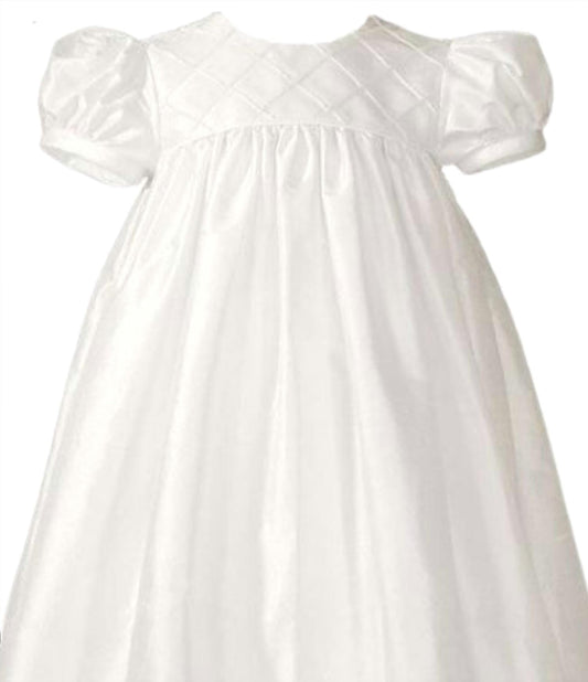 Taufkleid für Mädchen aus Seidendupion mit Gittermuster-Oberteil