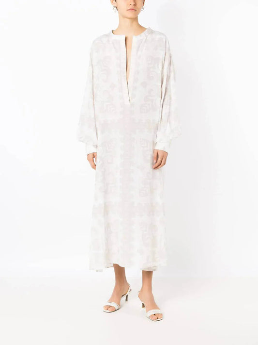 Geometric Print Silk Cotton Dress