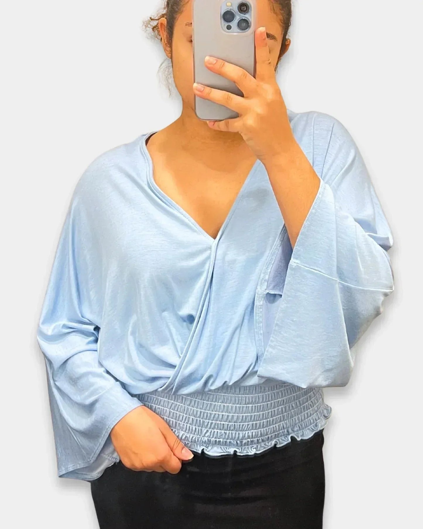 Gesmoktes V-Neck Top