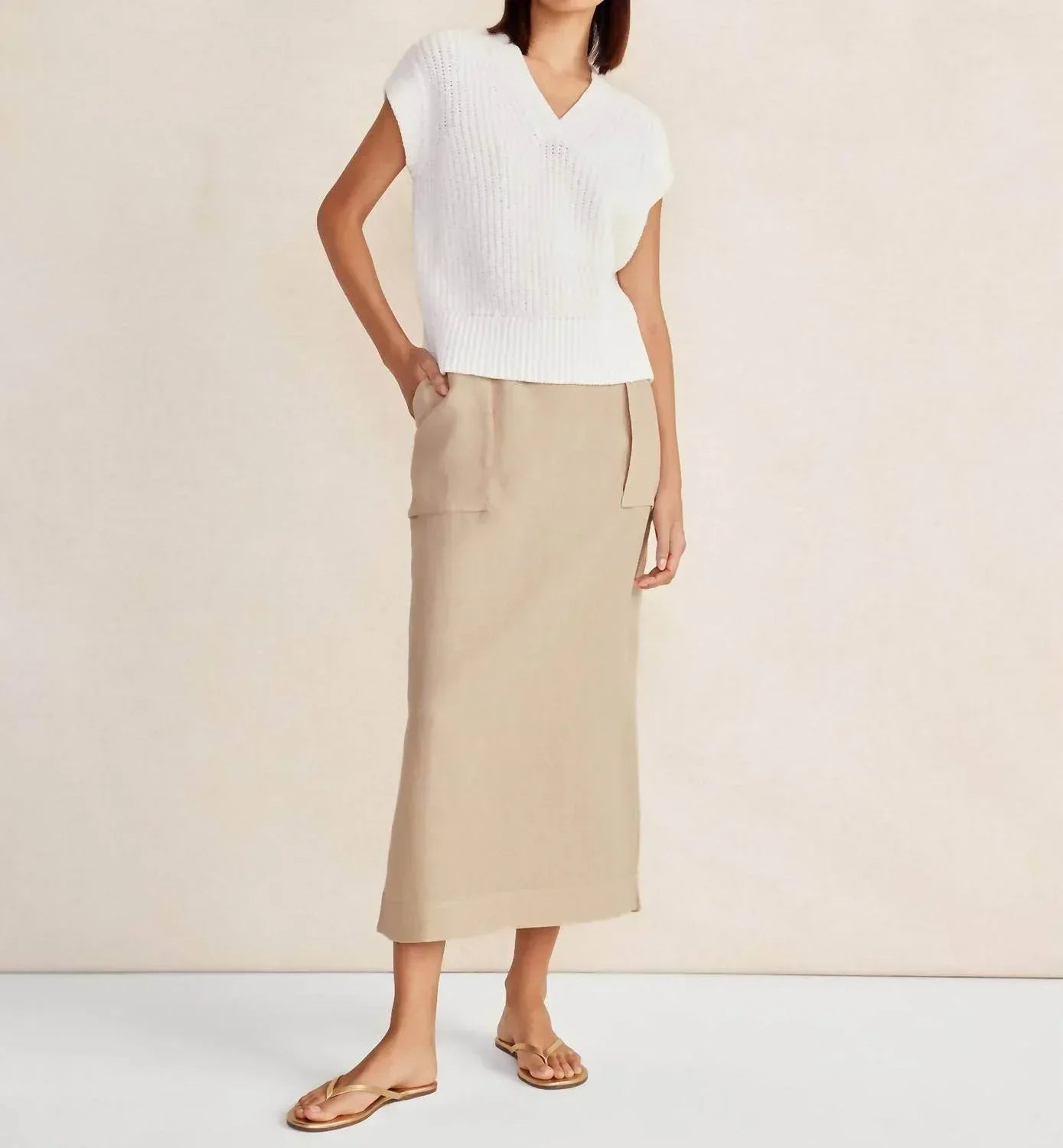 Linen Cargo Skirt