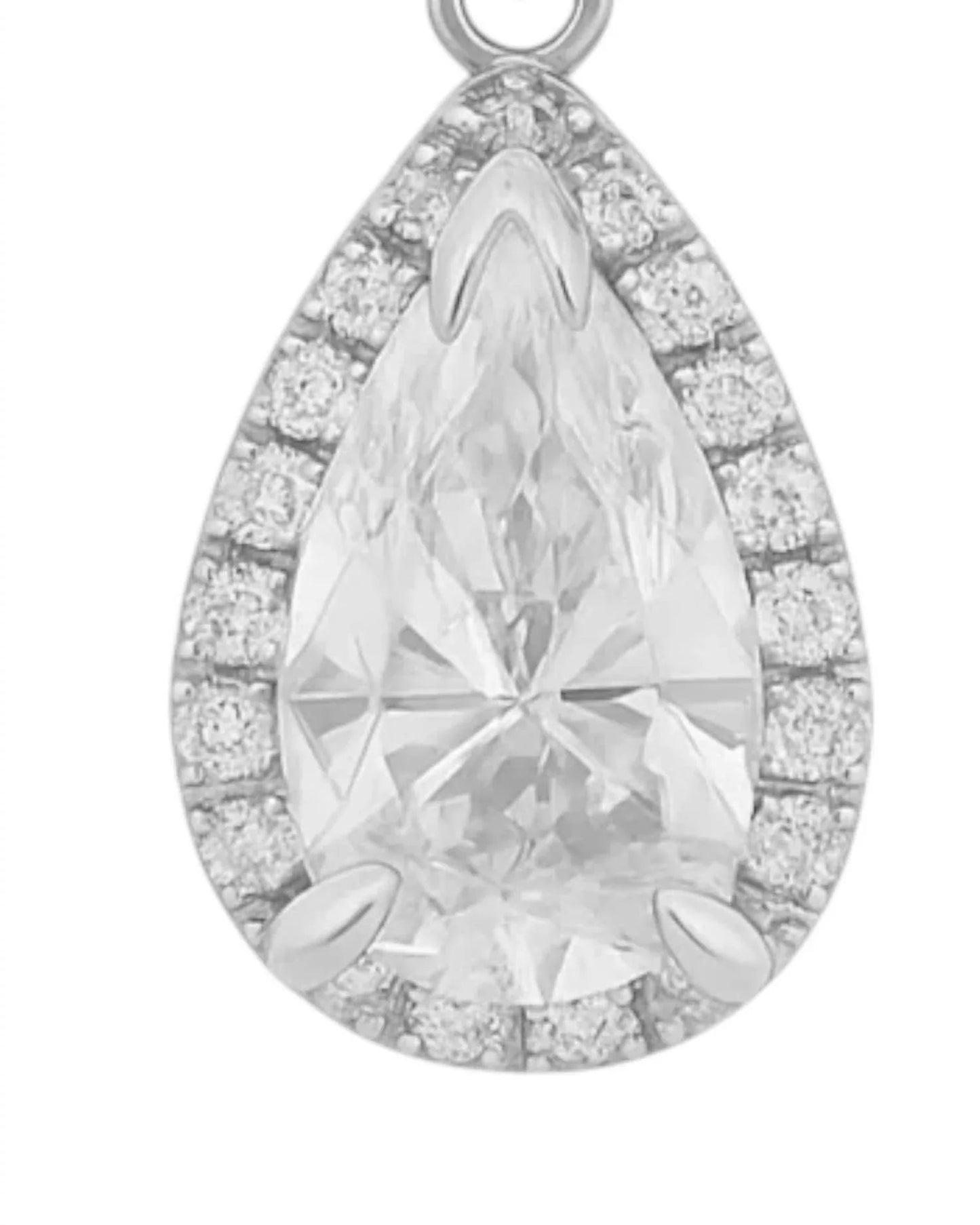 Women's Moissanite Pear Shape Halo Drop Huggie Earrings