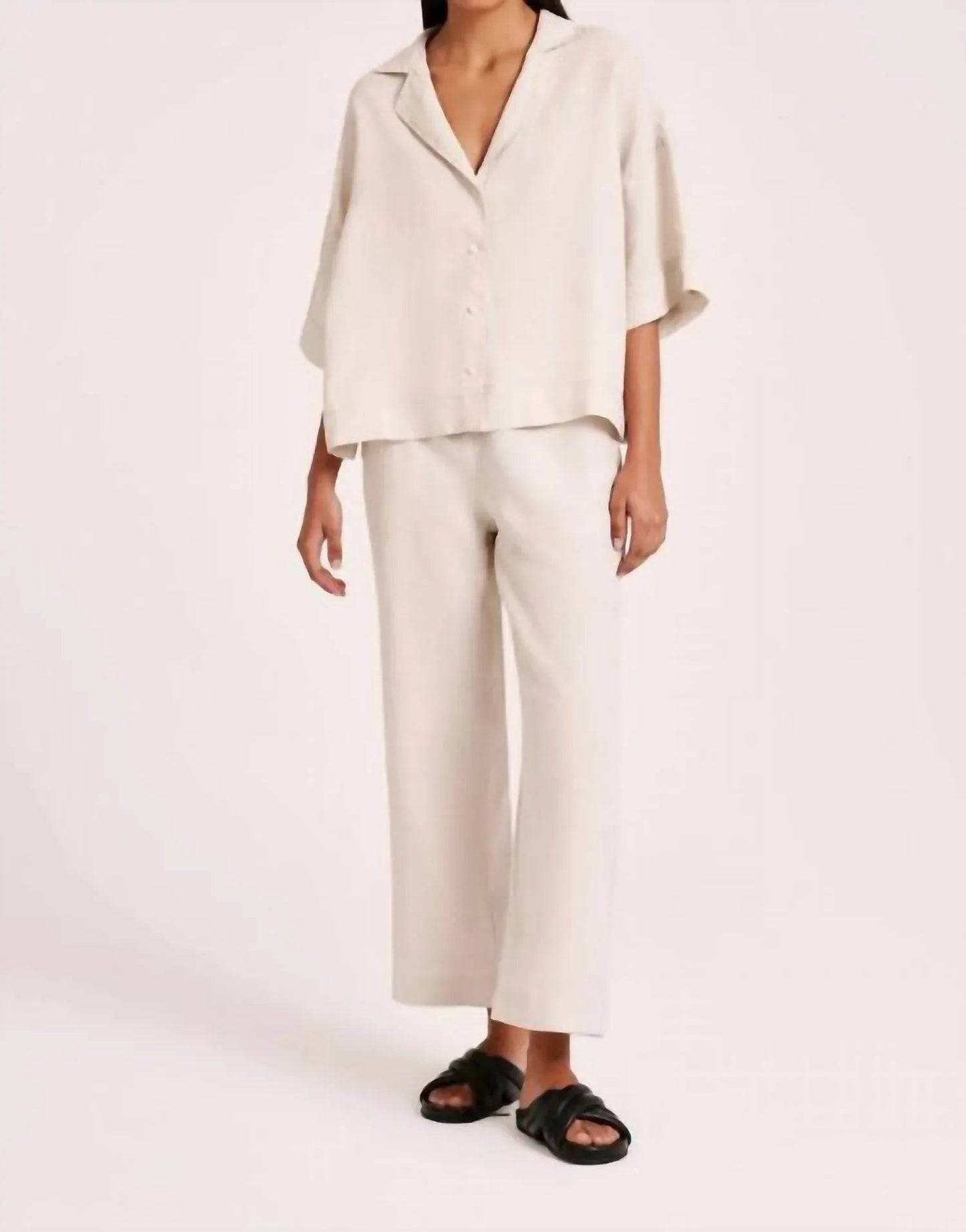 Leinen-Cropped-Hose
