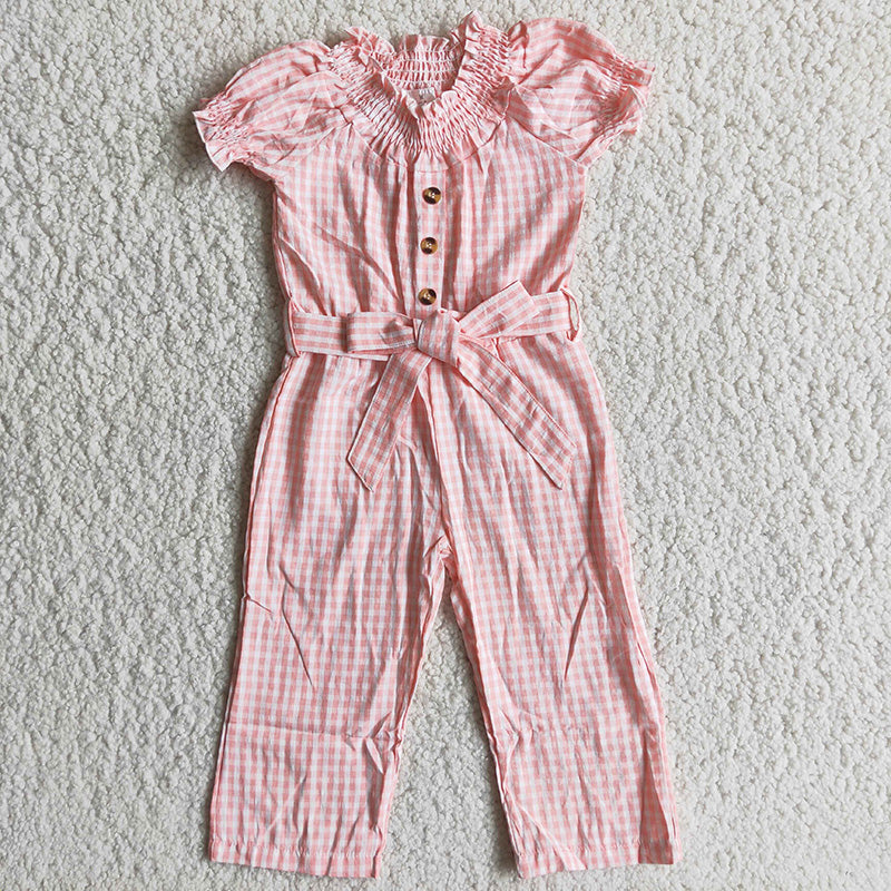 Mädchen Rosa karierter Overall